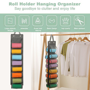Hanging Closet Organizer Double Sided 88cm X 21.5cm Grey Non Woven Fabric Wall Mounted Storage Bag For Clothing And Dormitory - Product Image 2