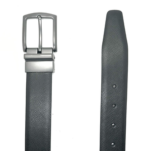 Ceinture formelle pour homme en cuir de vache véritable, noire unie, avec boucle ardillon en acier rectangulaire monobloc, durable, style professionnel - Product Image 4