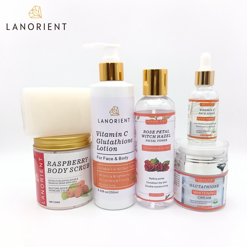 Organic Private Label L-Glutathione &amp; Vitamin C Body Whitening Lotion Set