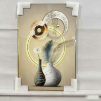 Vente en gros usine : Vase à plantes en porcelaine avec cadre en cristal 5D, tableaux modernes pour cuisine, peintures murales de fleurs en diamant