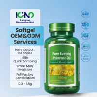 Huile d'Onagre Pure en Gélules 1000mg Pressée à Froid GLA, Marque Privée OEM, Équilibre Hormonal Féminin, Santé de la Peau