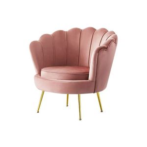Modern Velvet Living Room Sofa Chair Gold Leg Leisure Occasional Upholstered <b>Pink</b> Accent Shell <b>Armchair</b> - Product Image 6