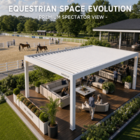 Pérgola con Techo de Láminas Motorizado Automático para Club Ecuestre, Arena de Caballos, Salón, Espacio VIP para Espectadores al Aire Libre de Lujo