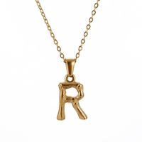 Collar con Colgante de Letra Inicial del Alfabeto en Acero Inoxidable Antideslustre, Estilo Moderno, para Uso Diario