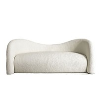 Ensemble de canapés sectionnels en fausse fourrure d'agneau crème style nordique pour petits appartements, salons de beauté, salons, boutiques de vêtements, tissu durable