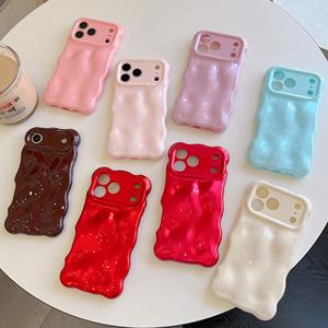 Coque souple à bulles de météorite 3D pour iPhone Air 12 13 14 15 16 17 Pro Max Protection anti-chute de caméra brillante couverture de couleur unie - Product Image 1