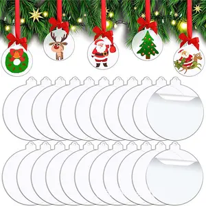 Decorazione natalizia ciondolo in plastica in bianco acrilico taglio Laser PMMA dischi acrilici trasparenti