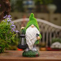 LED-Außenleuchte mit Laterne, Wasserdichte Solar-Harzfigur, Garten-Zwerg-Statue