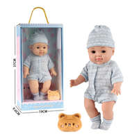 OEM 14 Zoll Vollvinyl-Babypuppe Realistische Kleinkindpuppe mit Gestricktem Outfit Geschenkbox Spielzeug für Kinder