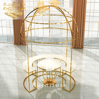 Table de luxe en acier inoxydable, dessus en verre, table à manger ronde pour mariage