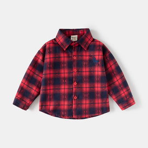 <span class=keywords><strong>Chemise</strong></span> à manches longues à col rabattu pour garçon, à <span class=keywords><strong>carreaux</strong></span> noirs <span class=keywords><strong>et</strong></span> rouges, printemps 2026 - Product Image 3