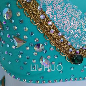 Costume de <span class=keywords><strong>danse</strong></span> de pôle brodé tridimensionnel vert fille robe de <span class=keywords><strong>danse</strong></span> lyrique passionnée et sans retenue - Product Image 4