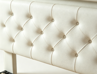 Lit élégant capitonné réglable avec tiroirs de rangement sous le lit, revêtement en cuir blanc, structure métallique, mobilier de chambre, sans sommier