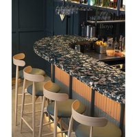 Exklusive Restaurant-Bartheke aus Luxusstein mit Dicker Kante, Maßgefertigte Rosa Terrazzo-Barplatte