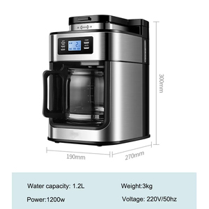 XEOLEO ménage 1.2L Style numérique intelligent automatique <span class=keywords><strong>filtre</strong></span> goutte à goutte cafetière Machine arrêt automatique café <span class=keywords><strong>expresso</strong></span> <span class=keywords><strong>avec</strong></span> <span class=keywords><strong>broyeur</strong></span> - Product Image 2