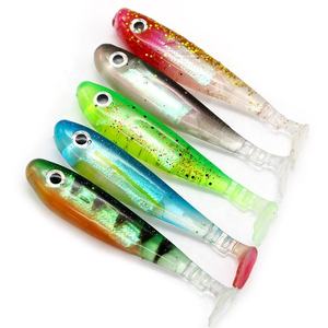 Señuelo de pesca de gusano de plástico blando al por mayor de fábrica, 5 colores, pie de pato, 60mm, 90mm, 120mm, pez de agua dulce, lubina, trucha, Océano, barco, pesca - Product Image 1