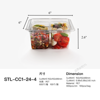 Boîte d'emballage transparente pour fruits frais à 4 compartiments Boîte d'emballage en plastique pour tomates coupées fruits à pâtisserie Cerise Boîtes pour fruits en PET