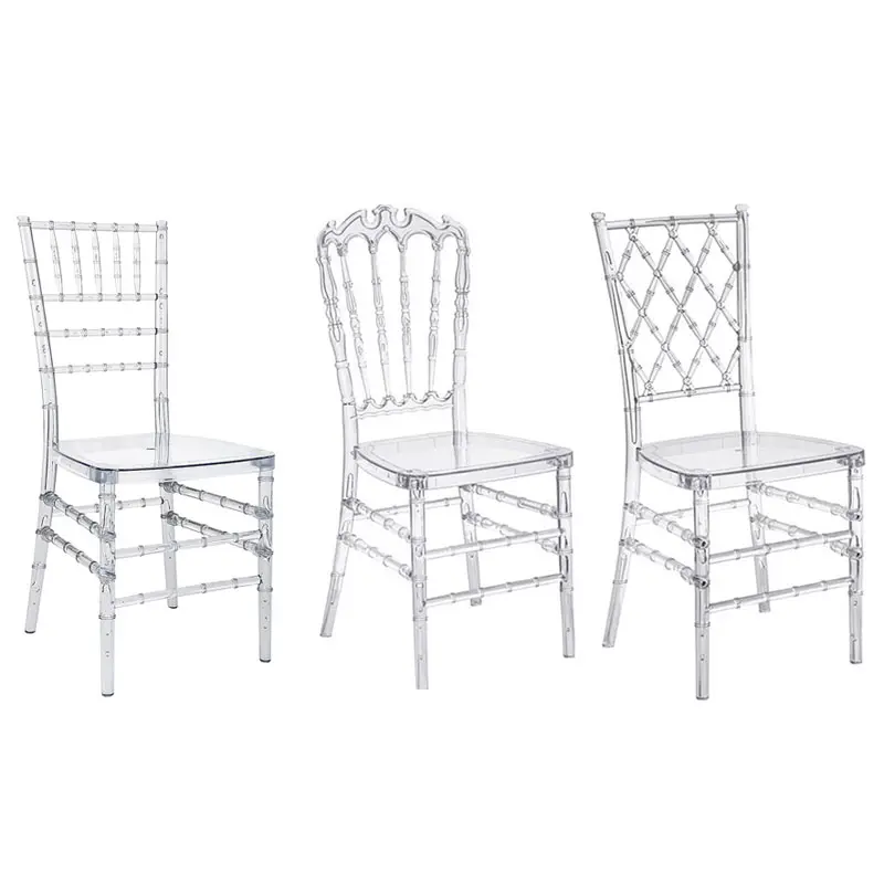 Yinma Manufacture Stackable White  Clear Plastic Resin Crystal Event Chiavari Tiffany Weddings Phoenix Chairs