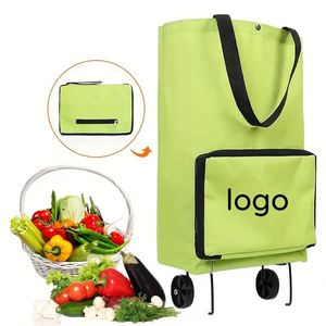 Foldable Two Stage Cartoon Pattern Nylon <b>Extra</b> <b>Large</b> Promotional <b>Bag</b> With Wheels and Shoulder Closure Shopping Cart - Product Image 3