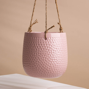 Thiết Kế Dập Nổi Hoa Trong Nhà Chậu Móc Áo Cây Tổ Ong Treo Giỏ Với Dây Treo Tường Gốm Treo Nồi Trồng - Product Image 2