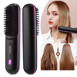 Peigne lisseur électrique portable sans fil YBK avec 3 niveaux de chaleur, <span class=keywords><strong>brosse</strong></span> chauffante rapide pour les voyages ou le bureau - Product Image 1