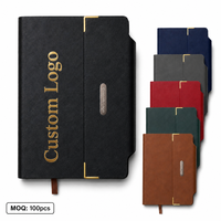Carnet d'affaires en cuir PU avec logo personnalisé, coins dorés, plaque nominative métallique, journal, cadeau d'entreprise, agenda, planificateur