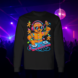 Camiseta retro de manga larga con diseño de galleta de jengibre navideña, música House, Edm, Rave - Product Image 3