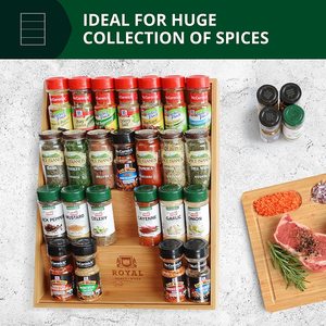 Royal Craft Wood Bamboo Spice Rack Multi Layer Drawer Organizer <b>Storage</b> <b>Tray</b> For Glass Bottles Kitchen Seasoning Holder - Product Image 5
