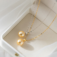 Collier tendance en argent sterling 925 plaqué or 18 carats avec perles d'eau douce naturelles
