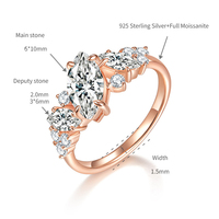 Vente en gros 14K or jaune 925 bague de mariage Moissanite exquise en argent pour femmes