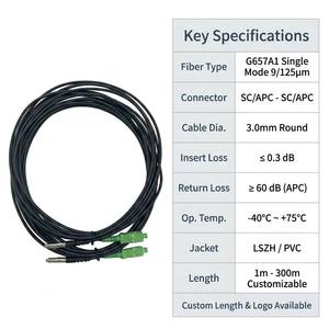 Cable de <span class=keywords><strong>Fibra</strong></span> Óptica para Atraviesar Paredes SC/APC FTTH Preterminado, Cable de Conexión Interior G657A1 LSZH - Product Image 3