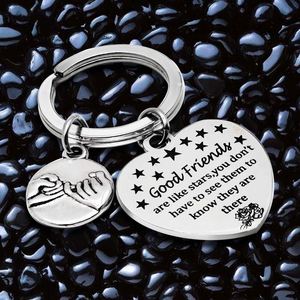 Porte-clés personnalisé avec inscription, porte-clés pour bon ami, porte-clés en acier inoxydable avec inscription 'Main dans la main', cœur - Product Image 2