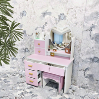 Meuble de chambre à coucher pratique de style européen moderne, panneau MDF, coiffeuse, table de maquillage, miroir, chaise, tiroir - pour un usage en appartement