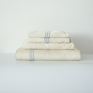Ivoire couleur broderie 100% bio bambou Viscose 300T tissu ensemble de literie moderne tissé Style taie d'oreiller ajustée drap de lit - Product Image 1