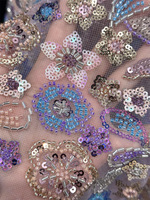 Tissu de broderie tube de perles à paillettes multicolores pour robe française style sergé Tissu de mode pour robe de mariage pour enfants
