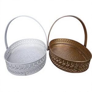 Metal Wire Kitchen Storage Picnic <b>Basket</b> With Gold Plating Rectangle Shape Unique Design <b>Large</b> Size <b>Basket</b> for Living Room - Product Image 1