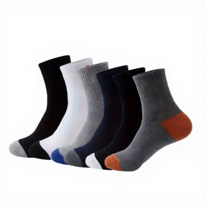 Men Crew Sports <b>Socks</b> Breathable Odor Resistant <b>Moisture</b> Wicking Knitted Casual Daily Wear Summer Solid - Product Image 1