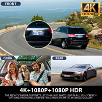 Cámara para Auto V58 de 3 Canales, 4K Frontal, 1080P Interior/Trasera, GPS Integrado, WiFi 5.8GHz, Sensor G de 3 Ejes, Pantalla IPS de 3.0'', Grabación Triple