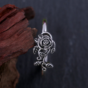 Anello Vintage in Argento con Rosa per Donne, Stile Europeo, Gioiello da Dito Elettroplaccato, Regalo di Fidanzamento - Product Image 6