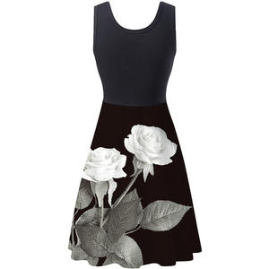 Лидер продаж, повседневное летнее Европейское Модное Элегантное однотонное женское платье с принтом на заказ - Product Image 5