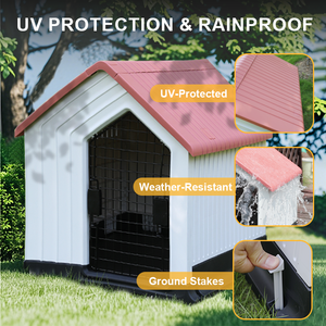 บ้านสุนัขขนาดใหญ่หรูหรา กันน้ำ สำหรับกลางแจ้ง พร้อมพื้นที่ห้องนั่งเล่น ลายเรียบหรู บ้านสุนัขพลาสติกสำหรับในบ้าน MOQ ต่ำ - Product Image 3