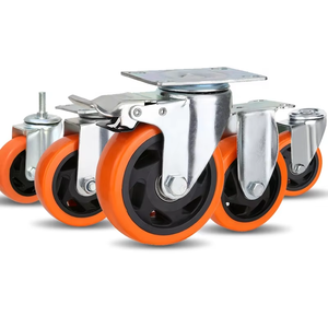 Roues pivotantes robustes de 100 mm avec frein total, roulement à billes et placage électrophoretique pour chariots - Product Image 2