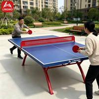 Table de tennis de table d'extérieur 59 x 107 pouces, plateau SMC avec cadre en acier, résistante à l'eau et aux UV, taille standard
