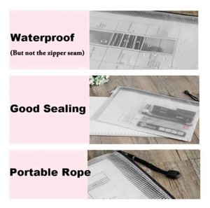 ซองใส่เอกสารพลาสติกใสแบบตาข่าย PVC ขนาด B5 B4 A3 A4 A5 A6 พร้อมซิป สำหรับใส่แฟ้มเอกสารในกล่อง - Product Image 4