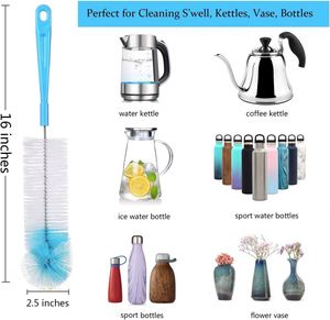 Lot de 8 brosses de nettoyage bleues à long manche pour bouteilles étroites, thermos, bouteilles de vin/bière, abreuvoirs pour colibris et nettoyage sportif - Product Image 5