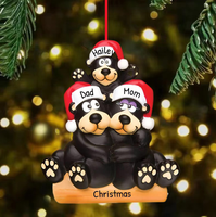 Pendentif familial ours noir en résine de haute qualité, créatif et mignon, pour décoration de sapin de Noël, fournitures de cadeaux de fêtes