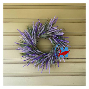 Décoration d'intérieur, fleurs artificielles à la lavande, <span class=keywords><strong>couronne</strong></span> en plastique faite à la main <span class=keywords><strong>de</strong></span> haute qualité, 45 cm, style campagnard, décorations <span class=keywords><strong>de</strong></span> plantes vertes - Product Image 1