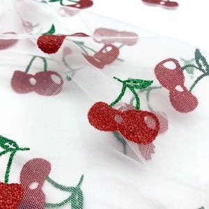 Fancy 100% Nylon fiesta tul colorido cereza fruta brillo tela de malla para vestido tela de tul - Product Image 4