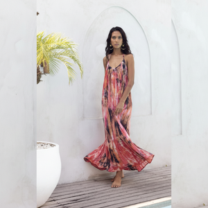 เดรสแม็กซี่ย้อมสีแบบผูกติดฉลากตามต้องการชุดเดรสดีไซน์แฟนซีลายสีพื้นงานแฮนด์เมดระดับพรีเมียมจากผู้ส่งออกอินเดีย - Product Image 1