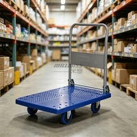 Chariot à plateforme en plastique industriel à quatre roues pour la manutention manuelle des matériaux et la logistique interne